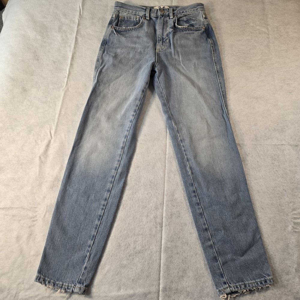 We The Free Jeans Womens‎ 24 Light Blue Denim Skinny Mid Rise Raw Hem